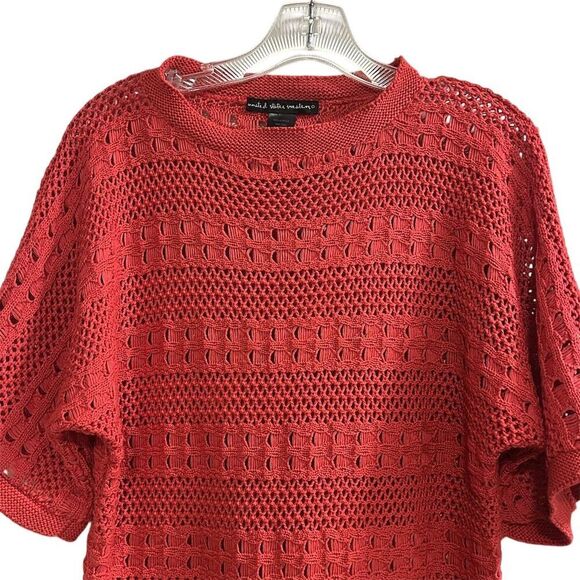United States Sweaters Women's M Red Crochet Knit Pullover Sweater - Picture 2 of 12